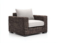 Poltrona da giardino - Fibra intrecciata-Tessuto - 98x92x78 cm - Marrone scuro-Beige chiaro - Stile contemporaneo