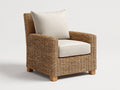 Poltrona da giardino - Rattan intrecciato-Tessuto - 89x86x92 cm - Marrone miele-Crema - Stile classico naturale