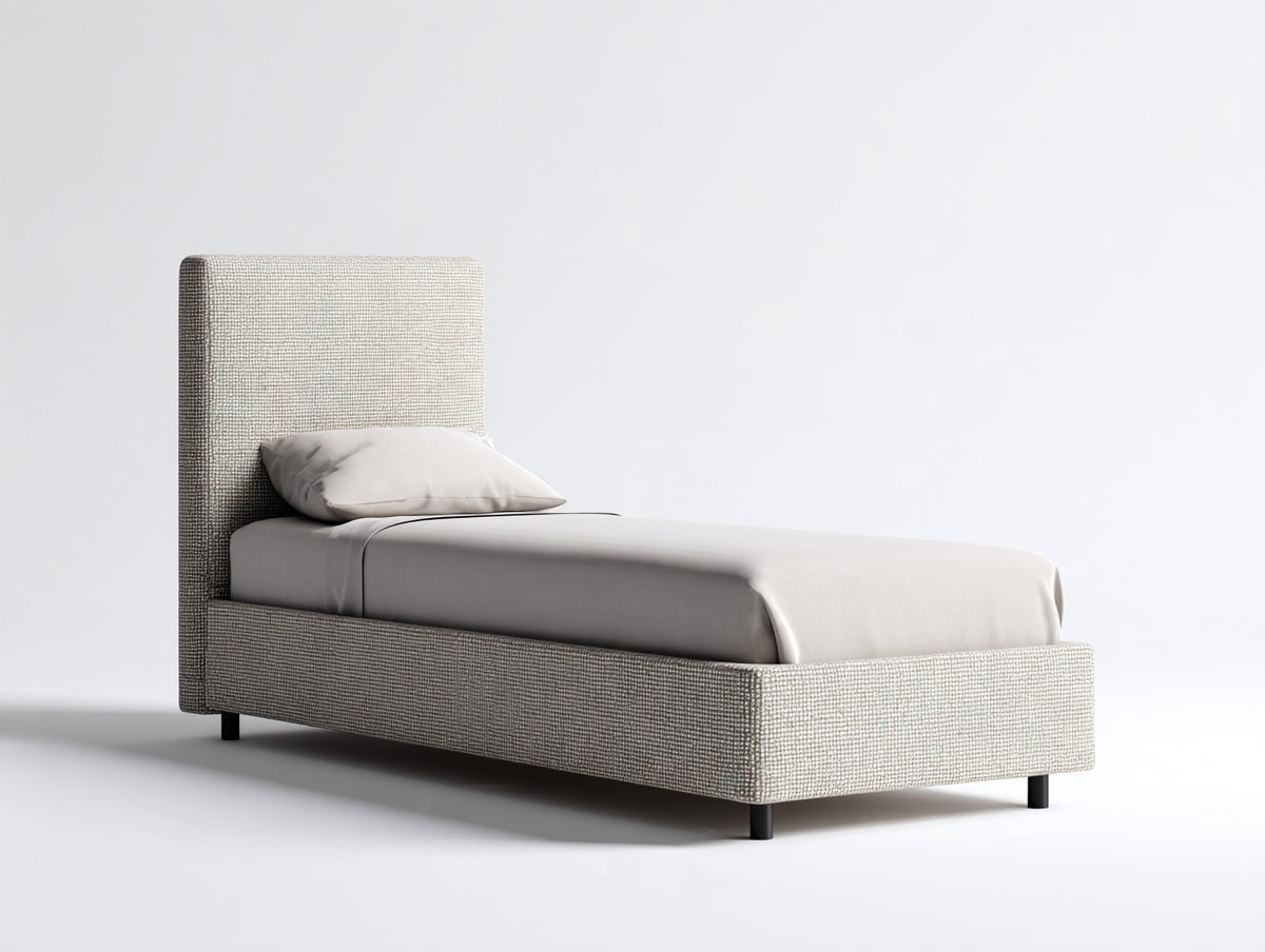 Letto singolo - Tessuto - 210x100x120 cm - Beige - Stile moderno