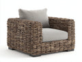 Poltrona da giardino - Rattan intrecciato-Tessuto - 97x92x76 cm - Marrone grigiastro-Beige chiaro - Stile rustico