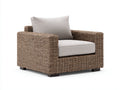 Poltrona da giardino - Fibra intrecciata-Tessuto - 102x94x77 cm - Marrone naturale-Beige - Stile naturale