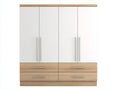 Armadio - Legno - 240x60x220 cm - Bianco-Rovere chiaro - Moderno