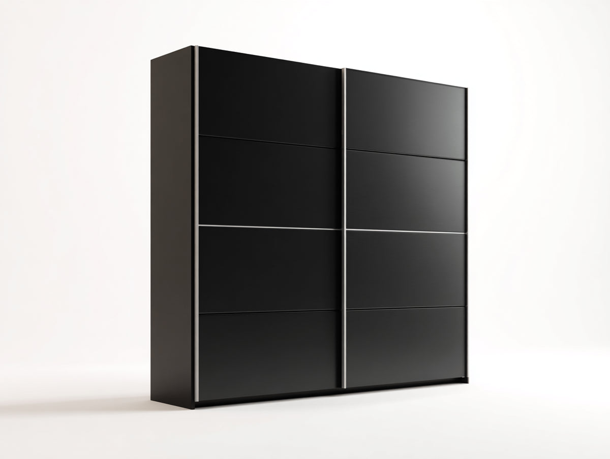 Armadio - Legno-Alluminio - 240x65x220 cm - Nero - Moderno