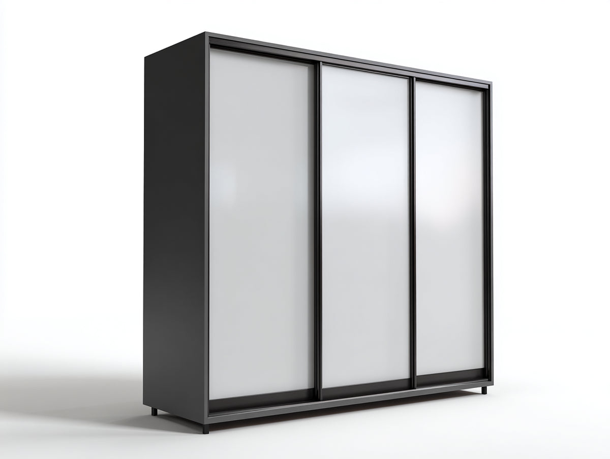 Armadio - Vetro-Alluminio - 280x65x230 cm - Grigio scuro-Trasparente - Moderno