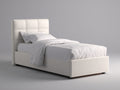 Letto singolo - Ecopelle - 210x100x110 cm - Bianco crema - Stile moderno