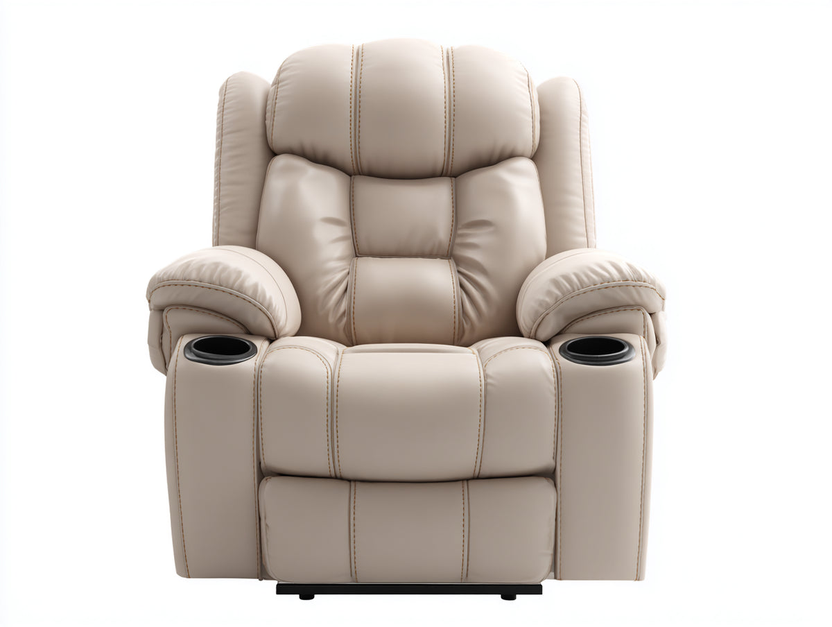 Poltrona reclinabile-Pelle sintetica-110x102x115 cm-Beige-Moderno