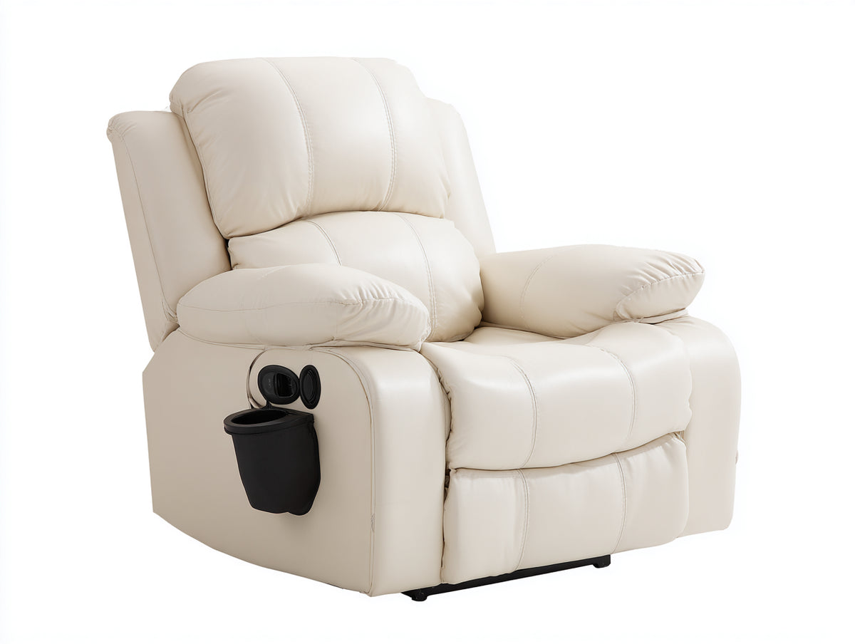 Poltrona reclinabile-Pelle sintetica-120x108x118 cm-Crema-Moderno