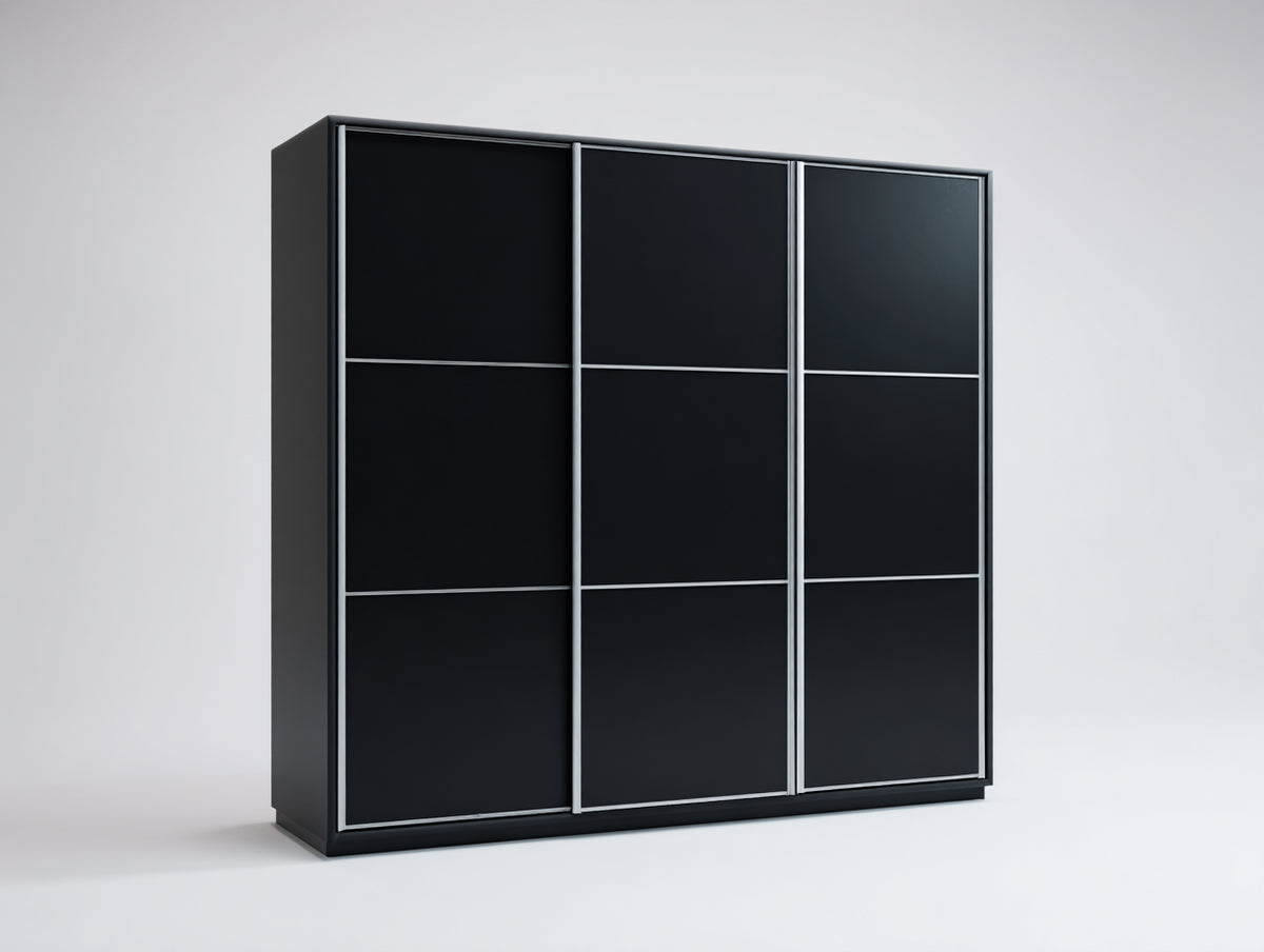Armadio - Legno-Alluminio - 280x65x220 cm - Nero - Moderno