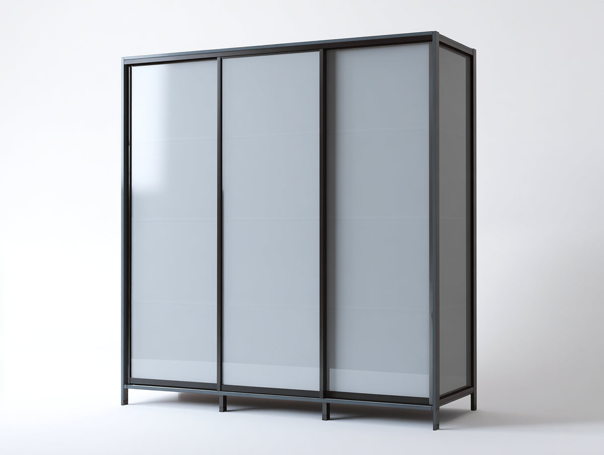 Armadio - Vetro-Alluminio - 280x65x230 cm - Grigio scuro-Trasparente - Moderno