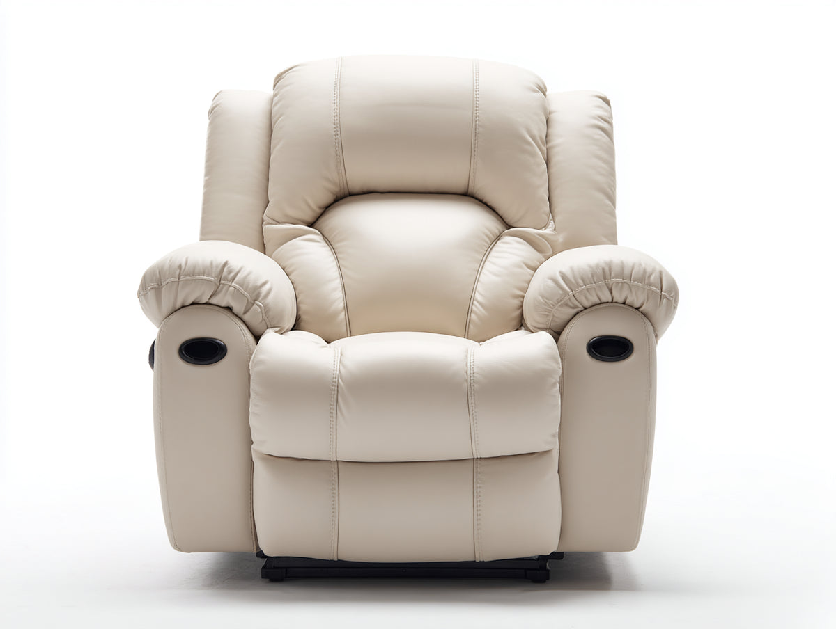 Poltrona reclinabile-Pelle sintetica-102x96x112 cm-Crema-Moderno