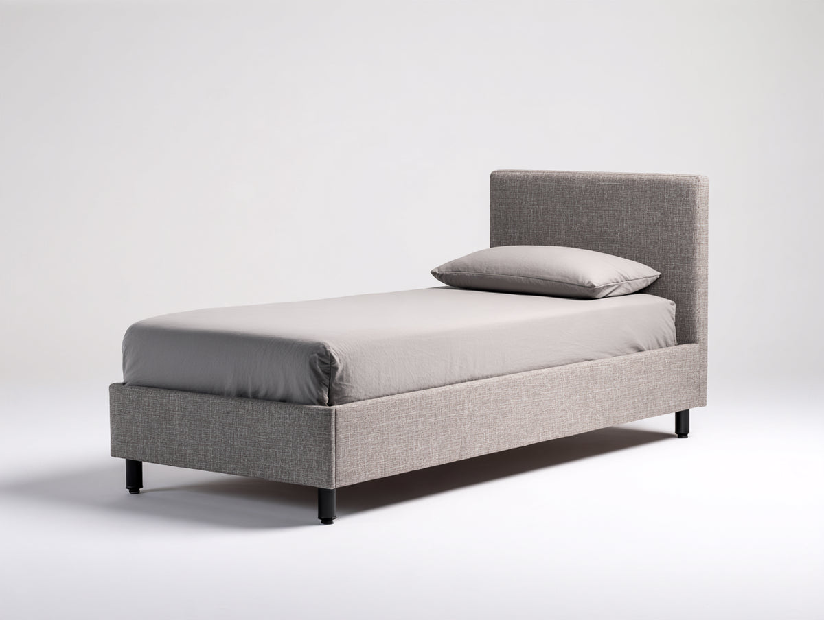 Letto singolo - Tessuto - 210x100x120 cm - Grigio - Stile moderno