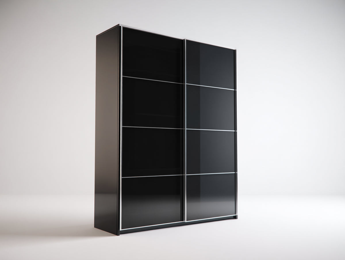 Armadio - Legno-Alluminio - 220x65x220 cm - Nero - Moderno