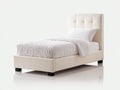Letto singolo - Ecopelle - 210x100x120 cm - Bianco crema - Stile moderno