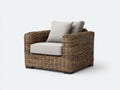 Poltrona da giardino - Rattan intrecciato-Tessuto - 96x91x79 cm - Marrone caldo-Beige chiaro - Stile naturale