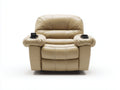 Poltrona reclinabile-Pelle sintetica-112x100x115 cm-Beige-Moderno