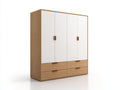 Armadio - Legno - 220x60x220 cm - Bianco-Rovere chiaro - Moderno
