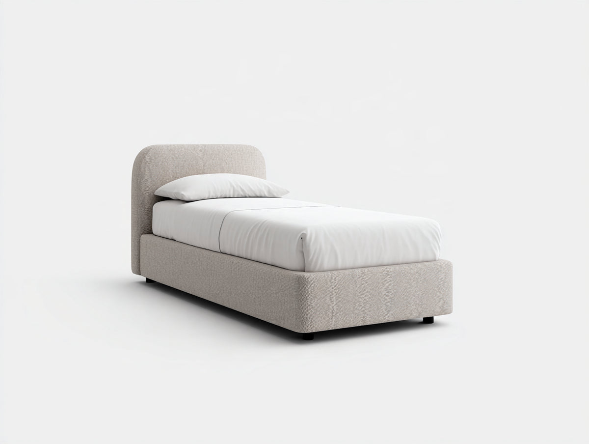 Letto singolo - Tessuto - 210x100x110 cm - Beige - Stile moderno