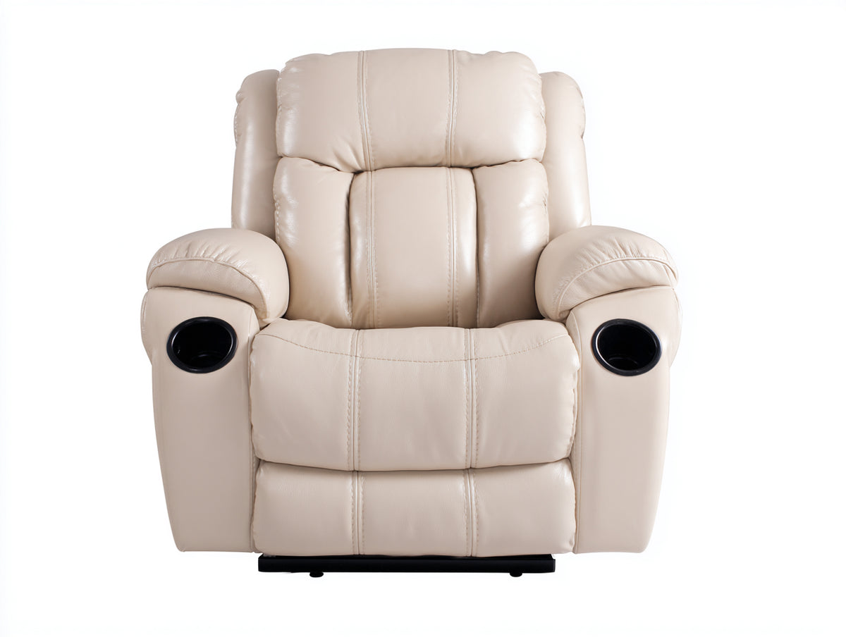 Poltrona reclinabile-Pelle sintetica-100x95x110 cm-Crema-Moderno