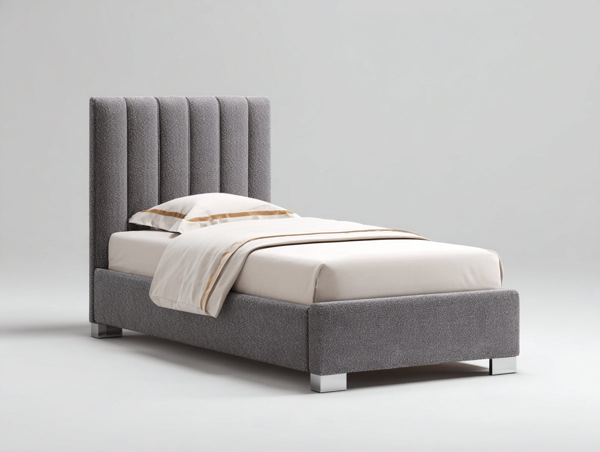 Letto singolo - Tessuto - 210x100x120 cm - Grigio - Stile moderno