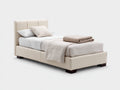 Letto singolo - Ecopelle - 210x100x120 cm - Beige - Stile moderno